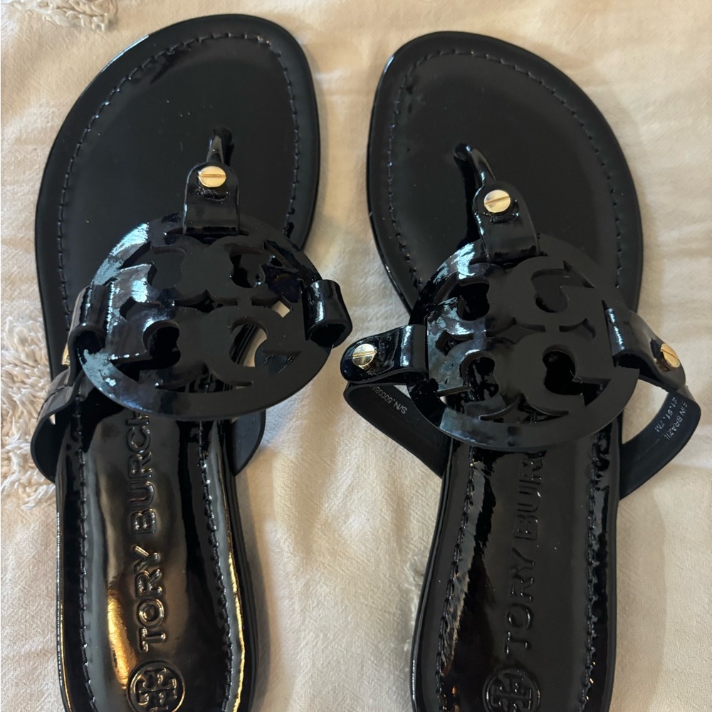 Tory Burch Glossy Black Sandals